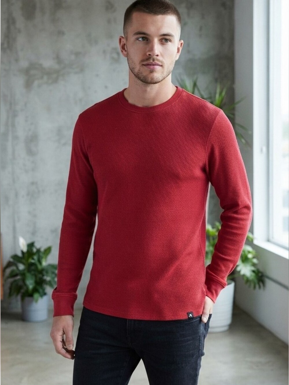 Hurley Men's Waffle Knit Long Sleeve Shirt Size Small